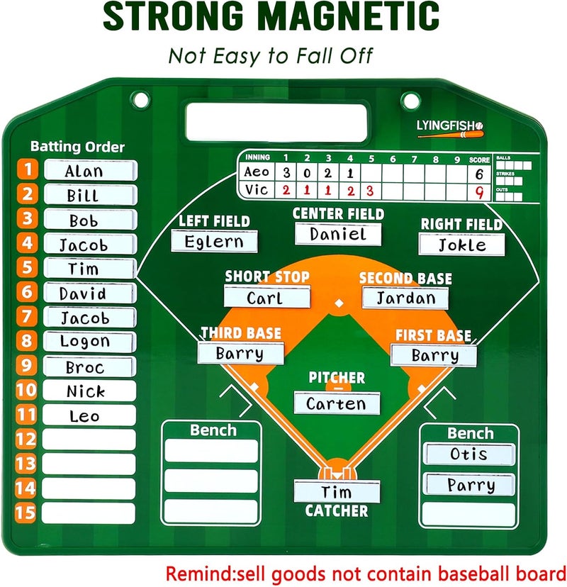LYINGFISH Baseball Lineup Magnets, 40Pcs 0.51 x 2.31 Inch Strong Magnetism Magnetic Baseball Lineup Board Reusable Magnets for Baseball Lineup Board Free Movement Softball Magnetic Lineup Board for Dugout - Image 2